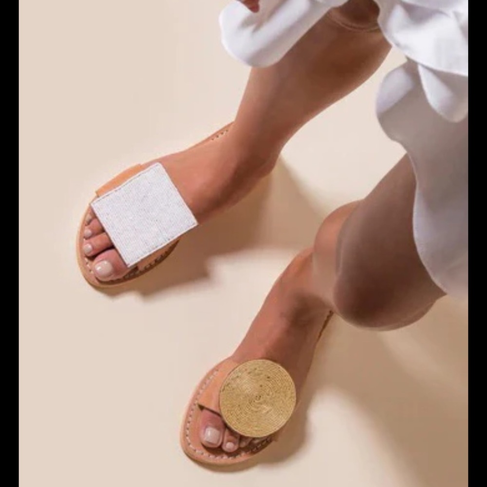{Laidback London} Crey Leather Beaded Sandals